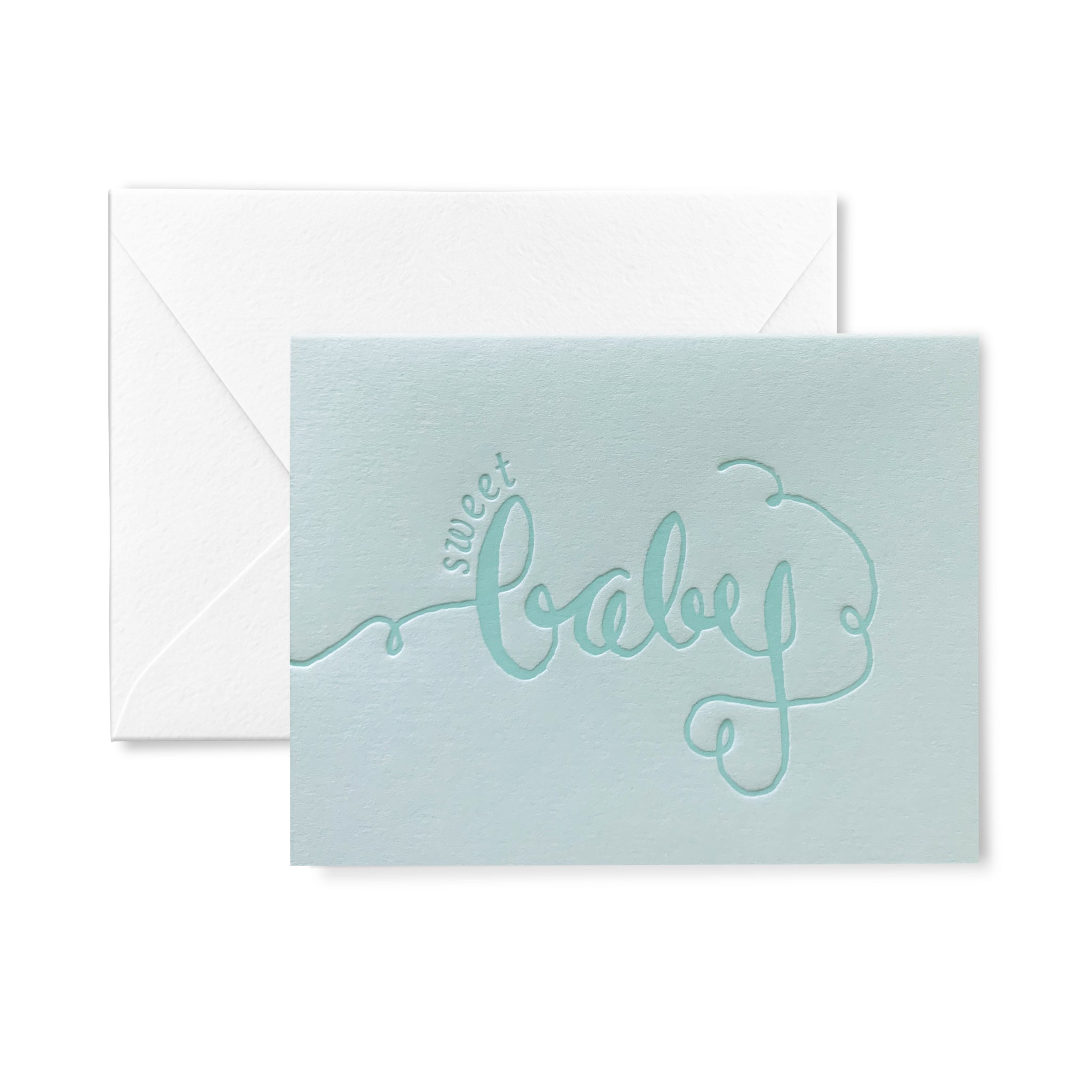 Blue Sweet Baby Letterpress Card