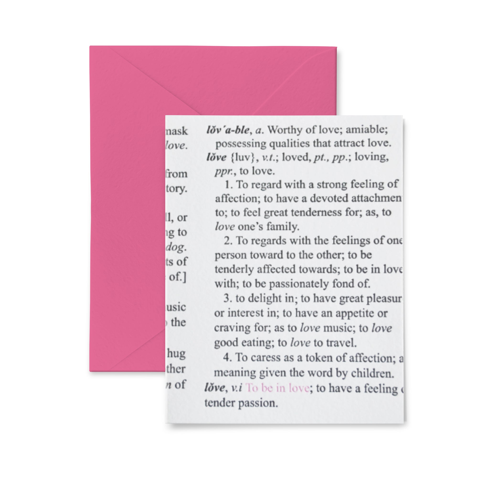 Dictionary Love Letterpress Card